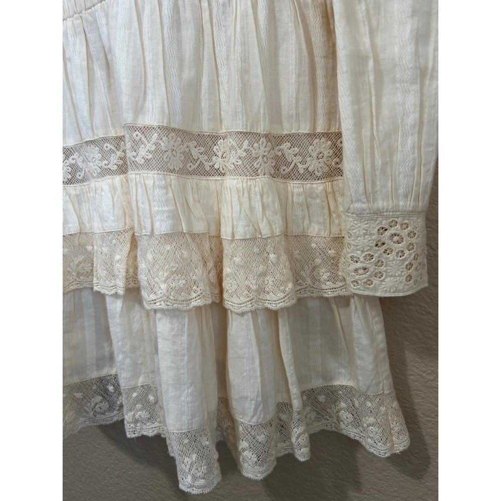 LoveShackFancy added Medium Cream Crochet Lace Ruffle Waist Cotton Magnolia Chic - Picture 10 of 14